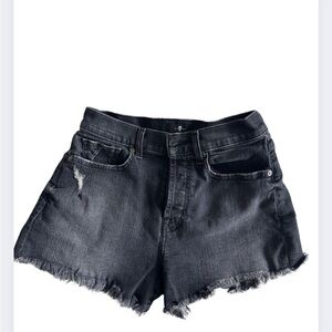Women's Black Denim Shorts 7 for all mankind